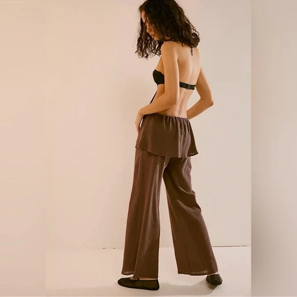 Free People Pasadena Pants in Darkest Chocolate - Picture 3 of 5